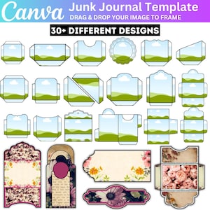 Modelo editável de diário de lixo Canva, molduras de diário de lixo, etiquetas de diário de lixo personalizadas, diário de lixo em papel digital