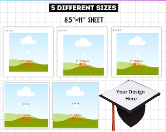 Graduation Cap Topper Canva Editable Template, Graduation Cap Svg Png, Graduation Cap Sublimation Template, 05 Sizes Blank Graduation Cap