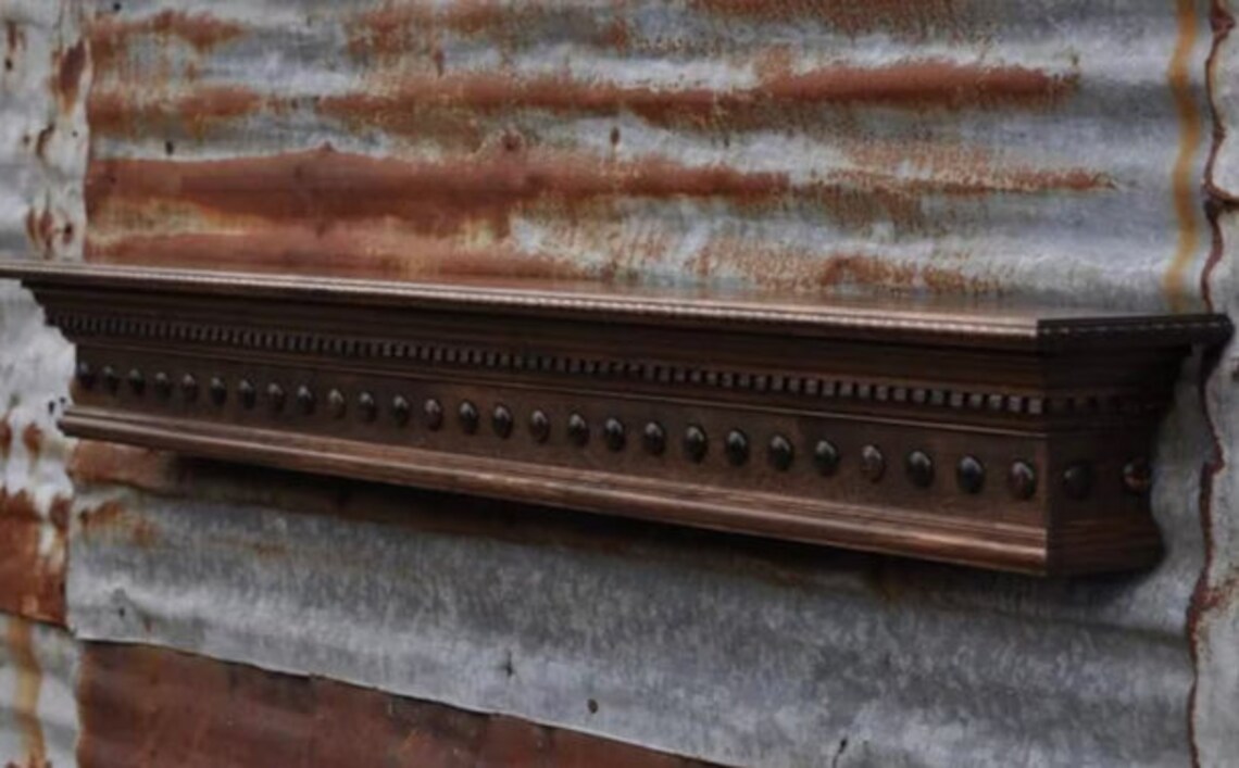 Dentil Crown Molding Mantel With Hardwood Domes Wooden Wall Etsy