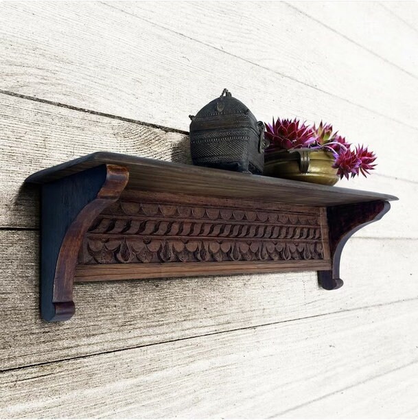 home decor Handmade wood carving wall shelf/Handmade Wall bracket Wood/Unique Hand Carved wall shelf/Wood Carving Wall Shelf Floating Shelf