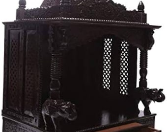 Teakwood Pooja Mandir/Temple/Alter,Hindu Pooja mandir Carving Wood home temple Brown wooden temples/Temple Dome/Hindu Mandir/Puja Mandir