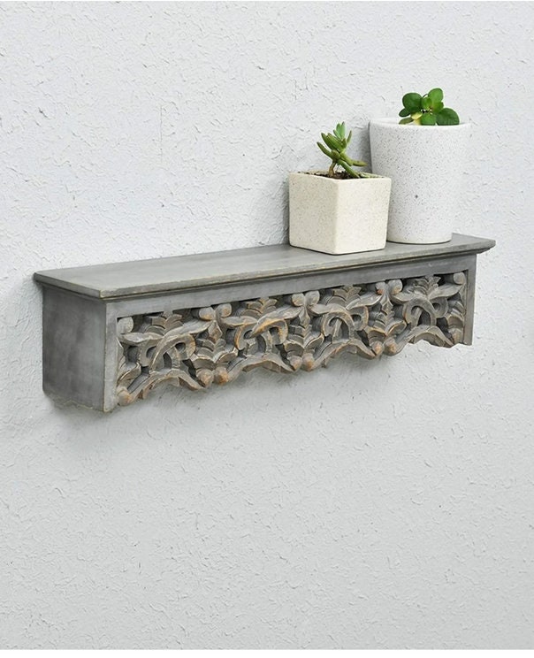 Wooden Shelf Wall Wood/ Hand Carved Wall Shelf/wood Carving Wall Shelf