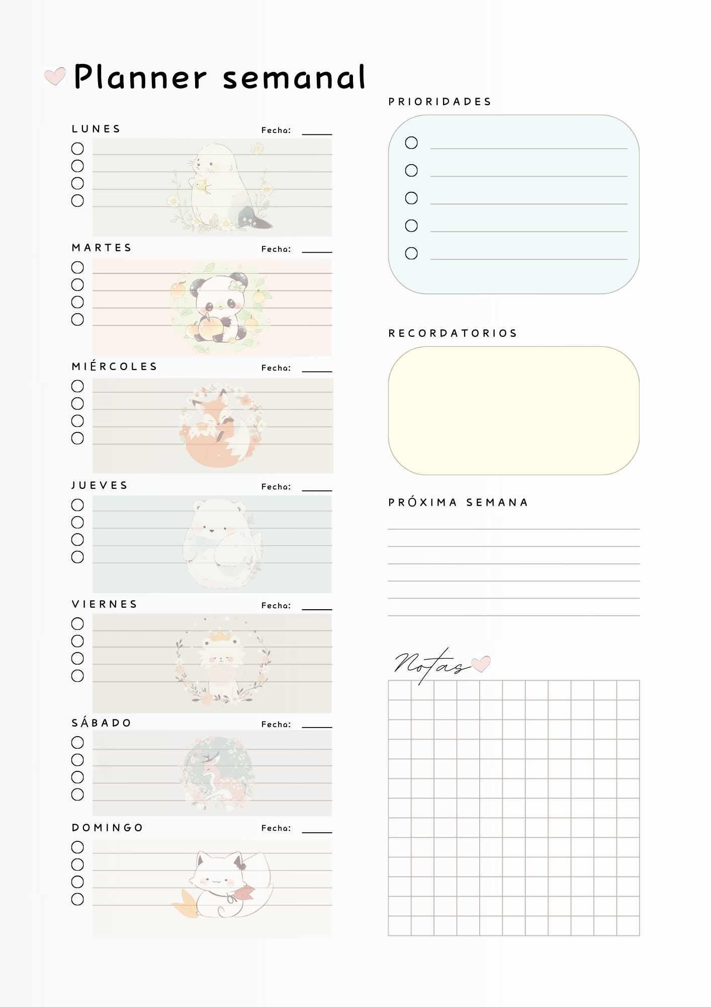 Planificador Semanal - Etsy, image size:1414x2000