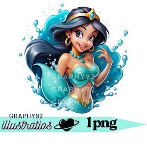 Princess jasmine png clipart, aladdin princess, jasmine splash design, instant download