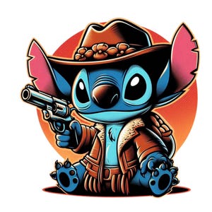 Stitch cowboy design, Stitch png clipart, lilo and stitch character, instant download