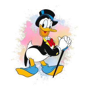 Donald Duck aquarell Hintergrund, Donald Duck png Clipart, Micky Maus Freunde, sofortiger Download