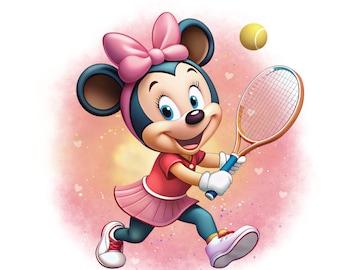 Minnie mouse tennis, minnie mouse png clipart, minnie mouse watercolor background, minnie birthday, instant download