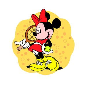 Minnie mouse png clipart, minnie mouse tennis, minnie mouse sport, watercolor background, instant download