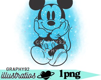 Sfondo acquerello di Topolino, clipart png di Topolino, disegno di linea di Topolino, download immediato