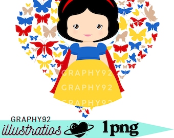Sneeuwwitje liefdesontwerp, sneeuwwitje png-clipart, sneeuwwitte vlinder, Sneeuwwitje en zeven dwergen, instant download