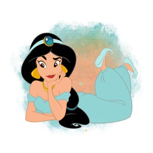 Princess jasmine watercolour background,  Princess jasmine png clipart, aladdin png, instant download,  high quality