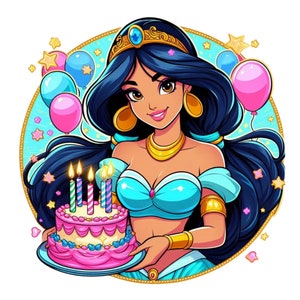 Princess jasmine birthday design, aladdin princess png clipart, Princess jasmine png, instant download