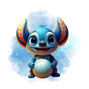 Stitch png clipart, cute stitch, stitch playing volleyball, stitch design, instant download