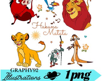The lion king shirt design, the lion king png clipart, simba png, hakuna matata, rafiki, pumbaa, timon, instant download