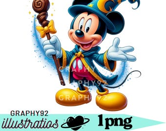 Mickey mouse wizard png, mickey mouse png clipart, wizards png, magician mickey mouse, instant download
