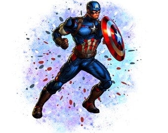 Captain america watercolour background,  Captain America png clipart, super hero png, instant download