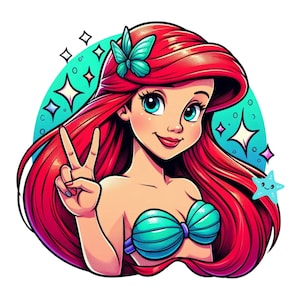 The little mermaid png clipart, Princess ariel png, ariel victory sign, ariel png, cute princess,instant download