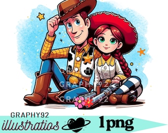 sheriff woody and jessie png clipart, toy story characters, sheriff woody png, jessie png, instant download