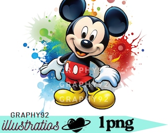 ミッキーマウスの水彩画の背景、ミッキーマウスのPNGクリップアート