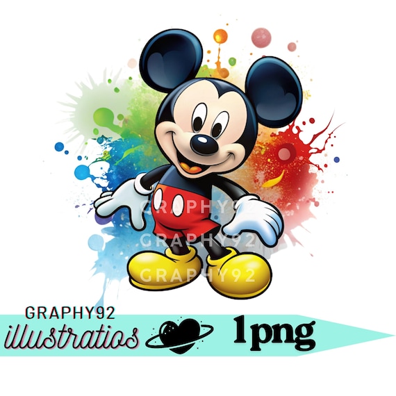 ミッキーマウスの水彩画の背景、ミッキーマウスのPNGクリップアート