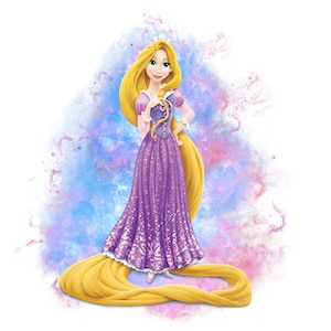 Rapunzel watercolor background,  Princess Rapunzel png clipart,  tangled png, instant download