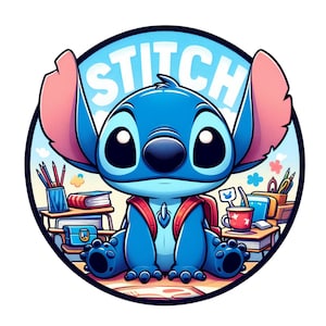 Cute stitch png clipart, stitch student design, stitch school, instant download