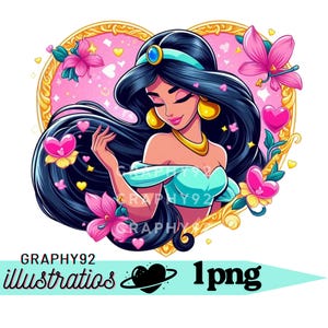 Princess jasmine flower design,  Princess jasmine png clip art, aladdin png, instant download,  high quality