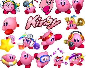 Kirby png bundle, kirby png clipart set, kirby package, cartoon characters