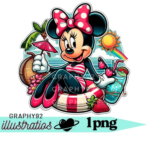 ミニーマウスの夏、ミニーの休日、ミニーマウスのPNGクリップアート