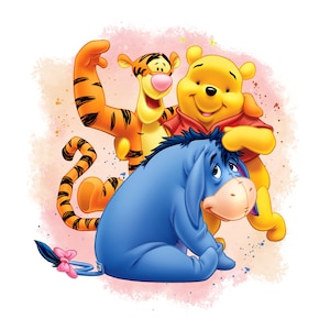 Winnie the pooh watercolor background, Winnie the pooh png clipart, eeyore, tigger, instant download