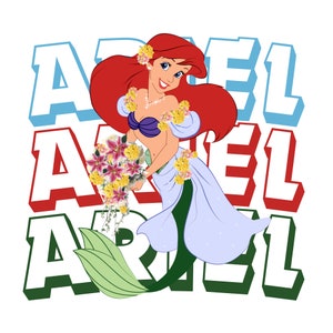 Princess Ariel png clipart, the little mermaid png, Ariel name design, Princess birthday,  instant download