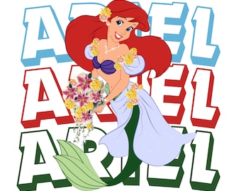 Prinses Ariel png clipart, de kleine zeemeermin png, Ariel naam ontwerp, Prinses verjaardag, instant download