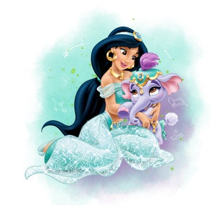 Fondo de acuarela de la princesa Jasmine, imágenes prediseñadas de la princesa Jasmine, Aladdin PNG, descarga instantánea, alta calidad