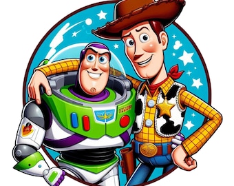 Buzz lightyear and sheriff woody png clipart, toy story characters, best friends, buzz lightyear png, sheriff woody png, instant download