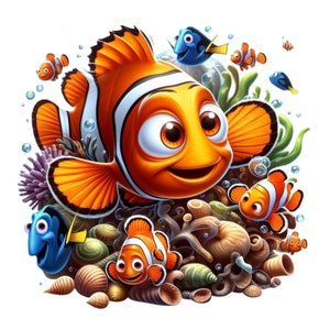 finding nemo png clipart, cute nemo png, dory png, finding nemo design, instant download