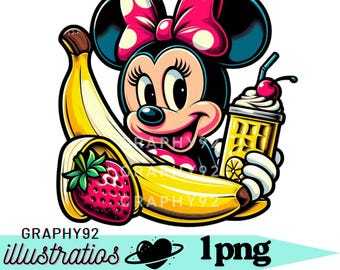 Minnie mouse mouse png clipart, minnie mouse banana, minnie mouse fruit,  instant download