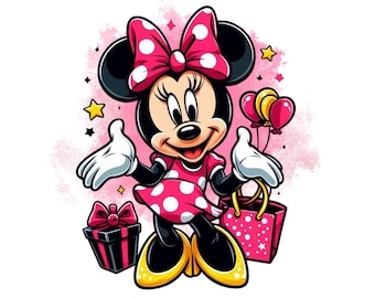 Minnie Mouse akvarell bakgrund, Minnie Mouse png clipart, Minnie Mouse födelsedag, söt Minnie Mouse, omedelbar nedladdning