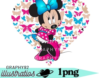 Minnie mouse png clipart, minnie mouse butterfly design, minnie mouse love,  instant download
