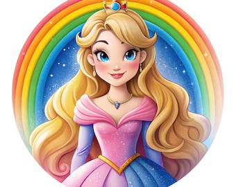 オーロラ姫の水彩画クリップアート：眠れる森の美女 PNG（デジタル