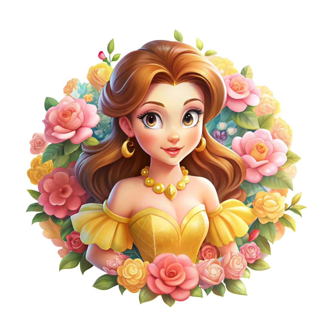 Princess Belle Flower Design, Princess Belle Png Clipart, Beauty and ...