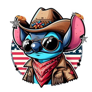 Stitch cowboy design, Stitch png clipart, lilo and stitch character, instant download