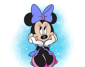 Minnie mouse watercolor background,  minnie mouse png clipart, minnie mouse png, instant download