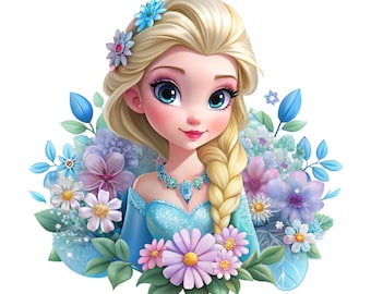 Princess elsa flower design, elsa png clipart, frozen png, instant download