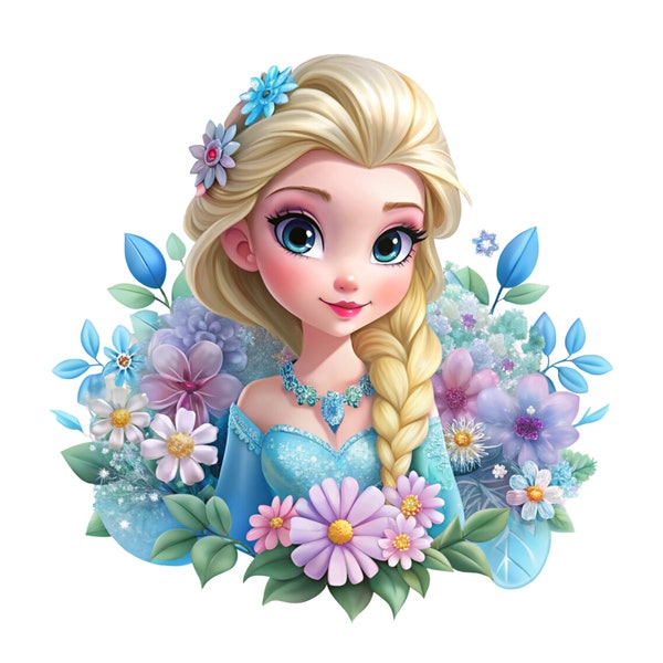 Princess elsa flower design, elsa png clipart, frozen png, instant download