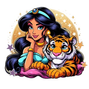 Princess jasmine and rajah png clipart, Princess jasmine png, aladdin princess, aladdin tigger, instant download
