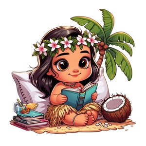 moana reading book, moana png clipart, baby moana png, Princess moana, instant download
