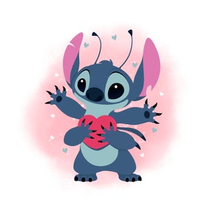 Stitch watercolour background, lilo and stitch png clip art, stitch png, instant download