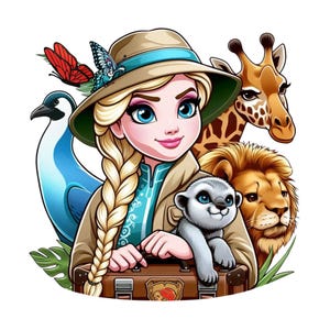 Princess Elsa safari design, frozen elsa png clipart, elsa png, frozen png, instant download