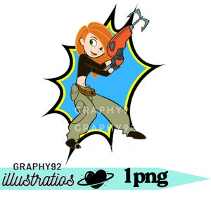 キム・ポッシブルのPNGデザイン、キム・ポッシブルのPNGクリップアート、キム・ポッシブルのバングバンドル、即時ダウンロード