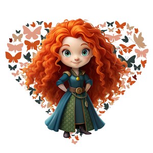 Princess merida png clipart, merida brave butterfly design, cute merida image, transparent background, instant download